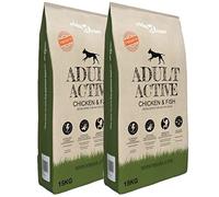 QUAHEAS Adult Active Chicken & Fish Dry Dog Food with 14% Dried Chicken Meat, 2 x 15kg Pack, Balanced Nutrition for Active Dogs, Supports Digestion, Skin & Coat