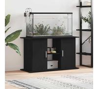 QUAHEAS Aquarium Stand Black Oak Wood Material 101 x 41 x 58 cm with Storage Space and Stable Storage for Freshwater and Saltwater Fish Tanks in the Living Room and Office