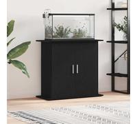 QUAHEAS Aquarium Stand Black Oak Wood Material 81 x 36 x 73 cm with Storage Space and Doors Sturdy Base Cabinet for Freshwater Sea Water Fish Tank Breeding and Terrarium