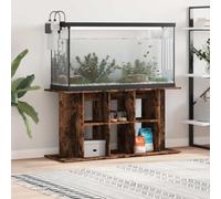 QUAHEAS Aquarium Stand Smoked Oak Wood Material 120 x 40 x 60 cm Sturdy Base Cabinet with Storage Space Shelf for Freshwater Seawater Fish Tank Accessories and Filter