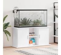 QUAHEAS Aquarium Stand White Made of Wood Material 121 x 41 x 58 cm with Storage Space and Sturdy Construction for Living Room and Office, Suitable as a Base Cabinet, Shelf