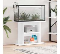 QUAHEAS Aquarium Stand White Wood Material 80 x 35 x 60 cm Sturdy Base Cabinet with Storage Space Shelf for Aquarium Accessories Furniture Frame Base Holder for Freshwater Sea Water Fish Tank Breeding