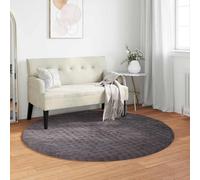 QUAHEAS Area Rugs Round SIROLO Anthracite Ø 120 CM Polyester Durable Washable Rug with Non-Slip Backing for Living Room Bedroom Indoor Use Carpet
