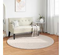 QUAHEAS Area Rugs Round SIROLO Beige Polyester Medium Pile 200 CM Diameter Non-Slip Washable Rug for Living Room Bedroom Indoor Use Quiet Sound Absorption
