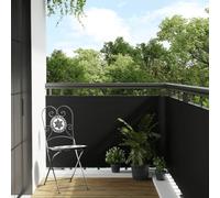 QUAHEAS Balcony Privacy Screen Black Poly Rattan 300 x 90 cm Weatherproof UV-Resistant Opaque for Garden Patio with Simple Plug-In System and Fence Element for Bordering Outdoors
