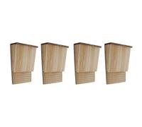 QUAHEAS Bat Houses Pack of 4 Wooden Nesting Boxes 22 x 12 x 34 cm Weatherproof for Garden Balcony Tree House Wall Species-Appropriate Protection Winter Sleeping Area Quarter