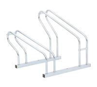 QUAHEAS Bicycle stand made of galvanised steel, free-standing for 2 bicycles with brackets at different heights, space-saving, stable for garage, basement, garden and repair, including mounting
