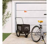 QUAHEAS Bicycle Trailer Dog Black Oxford Fabric Iron Folding with Mesh Window Rain Cover and Brake Transport Trolley for Pet Puppy Senior Outdoor Walking