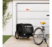 QUAHEAS Bicycle Trailer Dog Black Oxford Fabric Iron Folding with Mesh Windows and Ventilation Foldable with Wheels and Brake for Outdoor Walks, Transport and Veterinary Visits