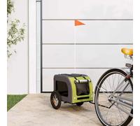 QUAHEAS Bicycle Trailer Dog Green and Grey Oxford Fabric Iron Folding with Mesh Window and Rain Cover 124 x 53 x 53 cm Pet Buggy Carrier Ideal for Outdoor Use