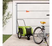 QUAHEAS Bicycle Trailer Dog Green Black Made of Robust Oxford Fabric and Iron 125 x 63 x 66 cm with Mesh Window, Rain Cover, Large Load Capacity, Foldable for Pet Transport and Outdoor Walking
