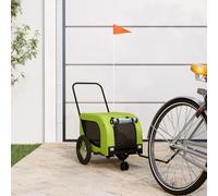 QUAHEAS Bicycle Trailer Dog Green Black Oxford Fabric and Iron, 124 x 53 x 53 cm, Foldable with Mesh Window, Ventilation and Brake, Transport Trolley for Puppies, Seniors, Outdoors, Vets, Travel