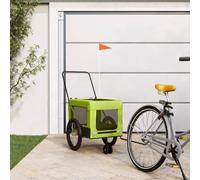 QUAHEAS Bicycle Trailer Dog Green Black Oxford Fabric and Iron, Foldable with Mesh Window and Rain Cover, 63 x 123 x 66 cm, 45 kg Load Capacity, Ideal for Outdoors, Walks, Transport and Travel