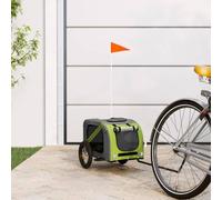 QUAHEAS Bicycle Trailer Dog Green Grey Oxford Fabric Iron Foldable with Mesh Windows and Rain Cover Transport Trolley for Pet Buggy Ideal for Outdoor Walking and Travel