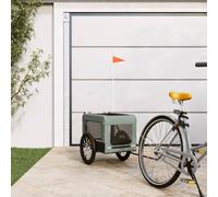 QUAHEAS Bicycle Trailer Dog Grey Black Oxford Fabric and Iron, Foldable with Mesh Window and Rain Cover, 63 x 123 x 66 cm, 45 kg, Ideal for Walking and Outdoor Transport