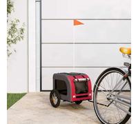 QUAHEAS Bicycle Trailer Dog Red and Grey Oxford Fabric Iron Foldable with Mesh Windows and Rain Cover Pet Carrier Carrier for Pets up to 30 kg, Ideal for Walking and Outdoor Travel