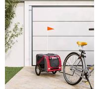 QUAHEAS Bicycle Trailer Dog Red Grey Oxford Fabric Iron with Mesh Windows, Rain Cover, 45kg Load Capacity, Foldable, Ideal for Transport, Outdoor, Walking and Veterinary Visit