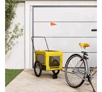 QUAHEAS Bicycle Trailer Dog Yellow Black Oxford Fabric Iron Folding with Mesh Window and Rain Cover 45kg Load Capacity Ideal for Walking, Outdoor, Transport and Travel
