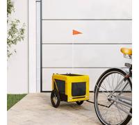 QUAHEAS Bicycle Trailer Dog Yellow Black Oxford Fabric Iron Folding with Mesh Windows Rain Cover Two Wheels Reflectors Ideal for Pet Transport Outdoor Walking