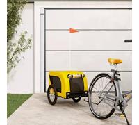 QUAHEAS Bicycle Trailer Dog Yellow Black Oxford Fabric with PVC Window, 124 x 65 x 66 cm, 45 kg, Foldable, with Mesh Window, Reflectors, for Outdoor Walking and Transport