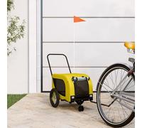 QUAHEAS Bicycle Trailer Dog Yellow Black with Oxford Fabric and Iron Frame, Foldable with Mesh Window and Rain Cover, 124 x 53 x 53 cm, 30 kg Load Capacity, Ideal for Outdoor, Travel and Walking