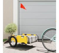 QUAHEAS Bicycle Trailer Yellow Oxford Fabric and Iron 126 x 63 x 36 cm, Foldable with Coupling, Reflector and Drawbar for Loads, Children, Dog, Shopping, Outdoor, Transport