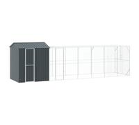 QUAHEAS Bird Cage Anthracite Galvanised Steel 824 x 208 x 247 cm Large Outdoor Aviary with Grid and Perch for Parrot Budgie Canary Safe Outdoor Seat in the Garden or Balcony