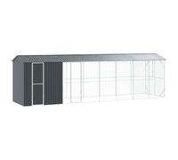 QUAHEAS Bird Cage Anthracite Galvanised Steel 860 x 208 x 247 cm Large Aviary Stand with Grid and Perch for Parrot Budgie Canary Ideal for Balcony Garden