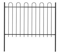 QUAHEAS Box Garden Fence Steel with Bracket Attachment, Black, 181 x 120 cm, Fence Panel with Posts, Mounting Material for Plot, Patio, Balcony, Privacy Screen and Border