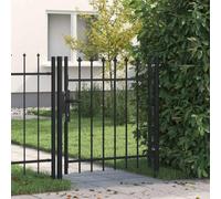 QUAHEAS Boxtel single door made of powder-coated steel, 100 x 150 cm, black, with posts, 3 keys, lockable, rust-proof, for garden, yard, property, privacy screen, security