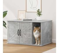 QUAHEAS Cat House Concrete Wood Material 85 x 55 x 50 cm Indoor Cat Cave with Sturdy Construction and Modern Design for Living Room, Balcony, Window and Playful Relaxation