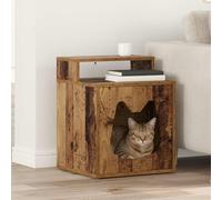 QUAHEAS Cat House Reclaimed Wood Material 42.5 x 40 x 53.5 cm Rectangular for Living Room Indoor with Mounting Kit, Cosy Cat Cave for Climbing, Lounger and Play in Autumn and Winter