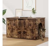 QUAHEAS Cat House Smoked Oak Wood Material 85 x 55 x 50.5 cm Indoor Stable Modern with Mounting Kit Ideal for Living Room Corner Retreat Cat