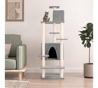 QUAHEAS Cat Scratching Post with Sisal Scratching Posts and Plush, 154 cm High, Multi-Level Cat Furniture Tower with Cave, Platform, Hammock for Climbing, Lounger and Claw Care in the Living Room and