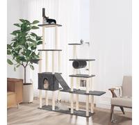 QUAHEAS Cat Scratching Post with Sisal Scratching Posts and Plush, 279 cm High, Sturdy Wood Material, with Cat House, Hammock, Tunnel, Ladder, Platform for Climbing, Playing, Relaxing in the Home