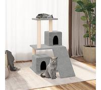 QUAHEAS Cat Scratching Post with Sisal Scratching Posts and Plush, 82 cm Height, Composite Wood Furniture with Platform, Cave, Ladder, Ideal for Climbing, Claw Care and Relaxing in the Living Room or