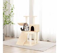 QUAHEAS Cat Scratching Post with Sisal Scratching Posts and Plush, 82 cm High Cat Tree with Hammock, Platforms, Ladder, Home, Ideal for Climbing, Claw Care, Play and Relax in the Living Room