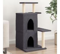 QUAHEAS Cat Scratching Post with Sisal Scratching Posts and Plush Surface, 97 cm High, Wood Material Furniture with Platform, Cave, Hammock and Recess for Climbing and Lying in the Living Room or
