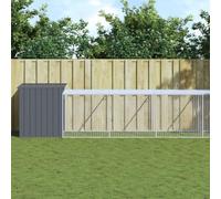 QUAHEAS Chicken Cage with Run, Anthracite Galvanised Steel, 110 x 1017 x 110 cm, Weatherproof Hutch with Grid, Enclosure and Retreat for Small Animals, Rabbits, Guinea Pigs in the Garden and Balcony