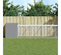 QUAHEAS Chicken Cage with Run Light Grey Galvanised Steel 110 x 609 x 110 cm Large Run with Grid Weatherproof for Chickens Small Animals Rodents Rabbits Guinea Pigs Garden Outdoor