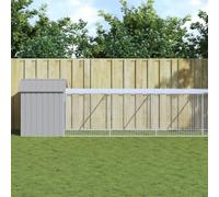 QUAHEAS Chicken Cage with Run Light Grey Galvanised Steel 117 x 1221 x 123 cm Large Run with Grid Weatherproof for Chickens Small Animals Rodents Rabbits Guinea Pigs in the Garden