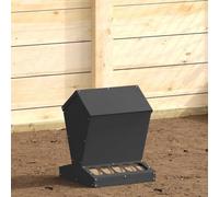 QUAHEAS Chicken Feeder Black Cold-Rolled Steel 30 x 30 x 39 cm Weatherproof Feeder with 4 kg Capacity for Indoor and Outdoor Use Practical Feeding Solution for Garden and Poultry Farming