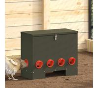 QUAHEAS Chicken Feeder Olive Green Cold-Rolled Steel 60.5 x 29 x 51 cm with 25 kg Capacity for Indoor and Outdoor Use Weatherproof Feeder with Lid Lock for Garden and Yard Pack of 2