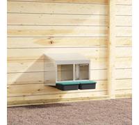 QUAHEAS Chicken Nesting Box 2 Compartments Galvanised Steel with Wall Mounting, Weatherproof Enclosure, Retreat and Comfortable Sleeping Place for Chickens in the Hutch, Garden or Balcony