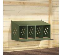QUAHEAS Chicken Nesting Box with 4 Compartments, Olive Green, Metal, 106.5 x 64 x 59.5 cm, with Slanted Roof, Removable Base, Ventilation Holes for Stable, Enclosure, Aviary, Rodent, Small Animal, Run