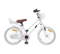 QUAHEAS Children's Bicycle 18 Inch White with Steel Frame Adjustable Seat and Handlebar for 5-7 Years, Suitable for Road, Outdoor and Leisure, with Mudguards, Bell, Reflectors and Stand