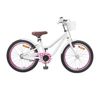 QUAHEAS Children's Bicycle 18 Inch with Stabilisers White for 5-7 Years Old Steel Frame Adjustable Seat and Handlebar Ideal for Everyday Leisure and Safe Rides in City and Nature