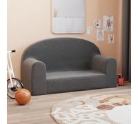 QUAHEAS Children's Sofa 2 Seater Anthracite Soft Plush with Removable Cover, 84 x 34 x 45 cm, Padded with Foam, Ideal for Children's Room, Comfortable for Reading, Playing and Relaxing