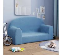 QUAHEAS Children's Sofa 2-Seater Blue Soft Plush with Foam Filling 84 x 34 x 45 cm Removable Cover Safe and Comfortable for Children's Room Ideal for Playing and Relaxing