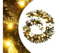 QUAHEAS Christmas Garland with LED Lights Black 2.7 m PVC 50 LEDs 220 Tips Waterproof for Indoor and Outdoor USB Powered Festive Christmas Lights for Window Garden Balcony